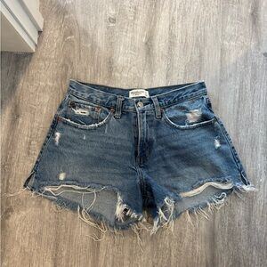 Abercrombie & Fitch Blue Distressed Jean Shorts